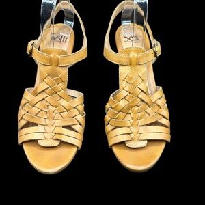 Sofft Women’s Leather Strappy Wedge Sandals Brown Size 10N